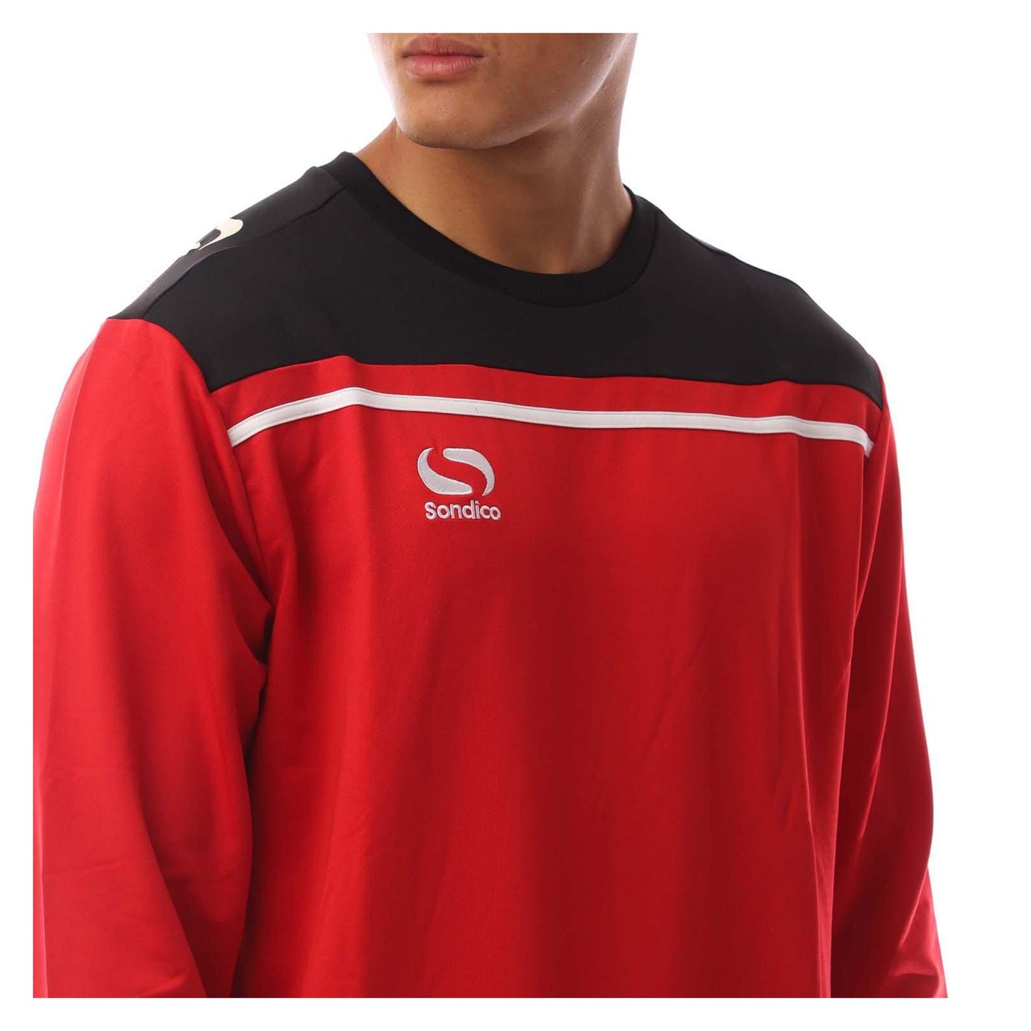 Red-Black - Side - Sondico Mens Precision Striped Long-Sleeved Sweatshirt