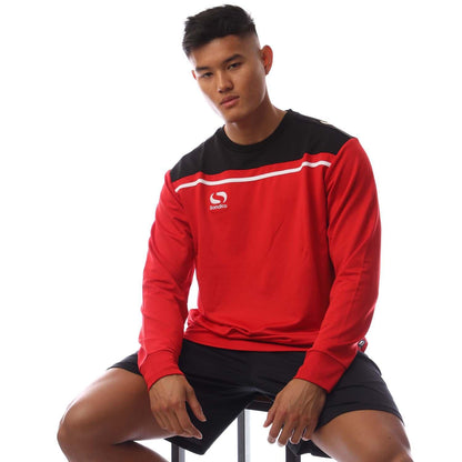 Red-Black - Lifestyle - Sondico Mens Precision Striped Long-Sleeved Sweatshirt
