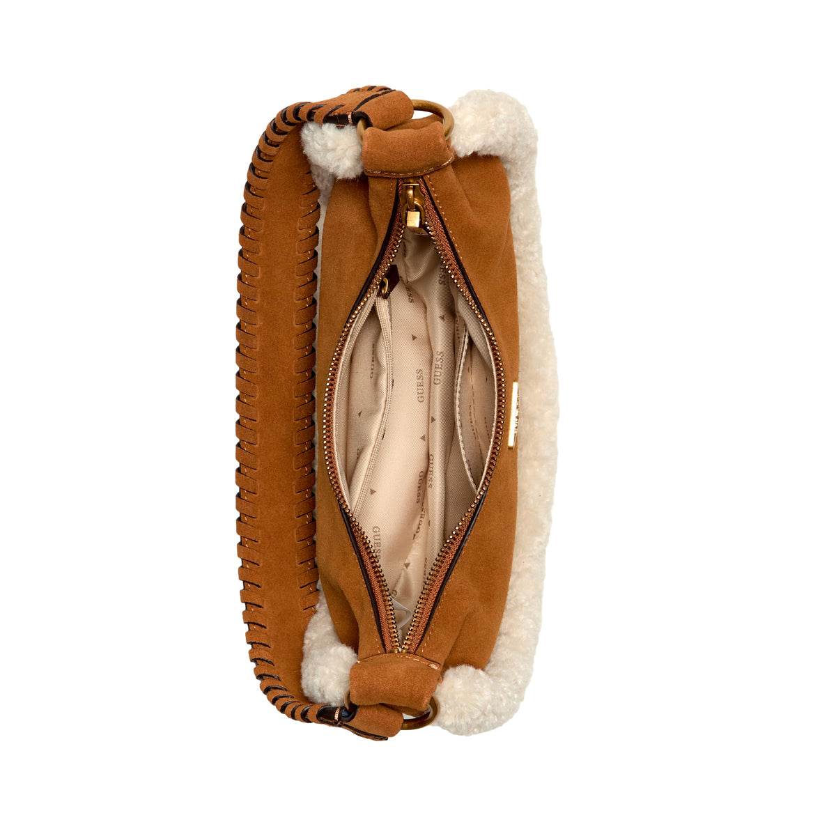 Cognac - Lifestyle - Guess Womens-Ladies Amita Logo Leather Hobo Bag