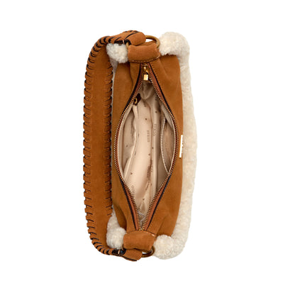 Cognac - Lifestyle - Guess Womens-Ladies Amita Logo Leather Hobo Bag