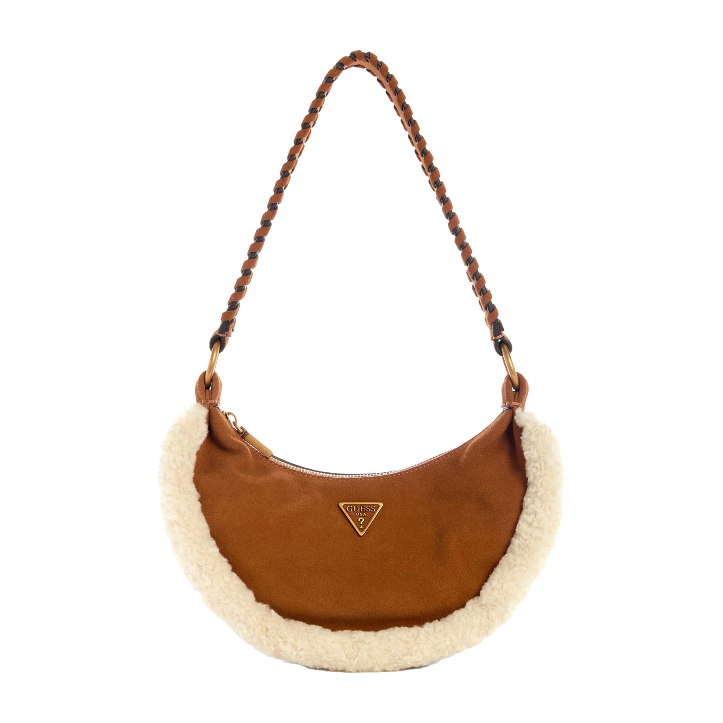 Cognac - Front - Guess Womens-Ladies Amita Logo Leather Hobo Bag