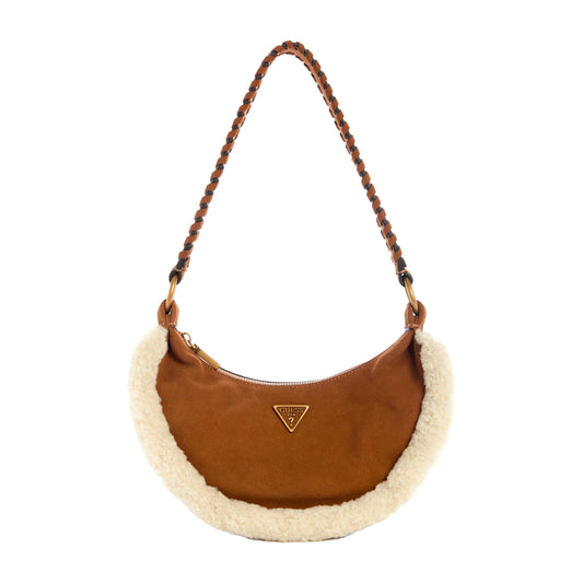 Cognac - Front - Guess Womens-Ladies Amita Logo Leather Hobo Bag