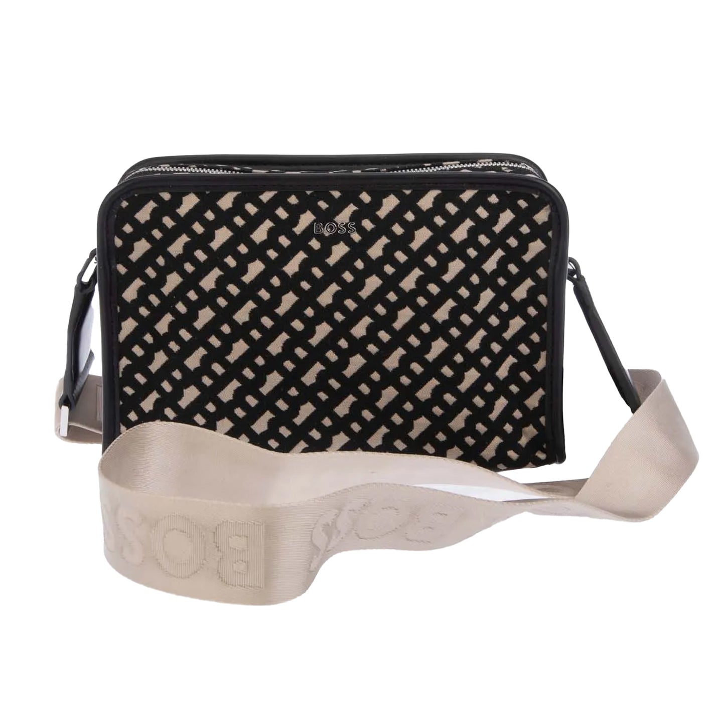 Black-Beige - Front - Boss Sandy Crossbody Bag