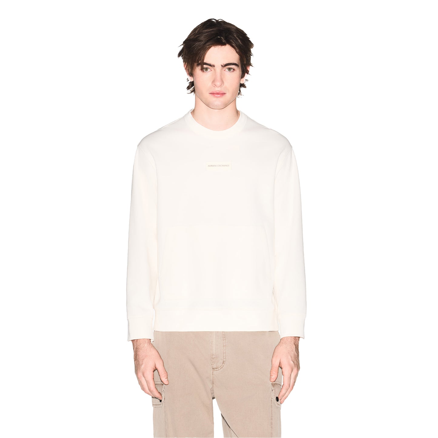 Cream - Side - Armani Exchange Mens Relaxed Fit Sweatshirt