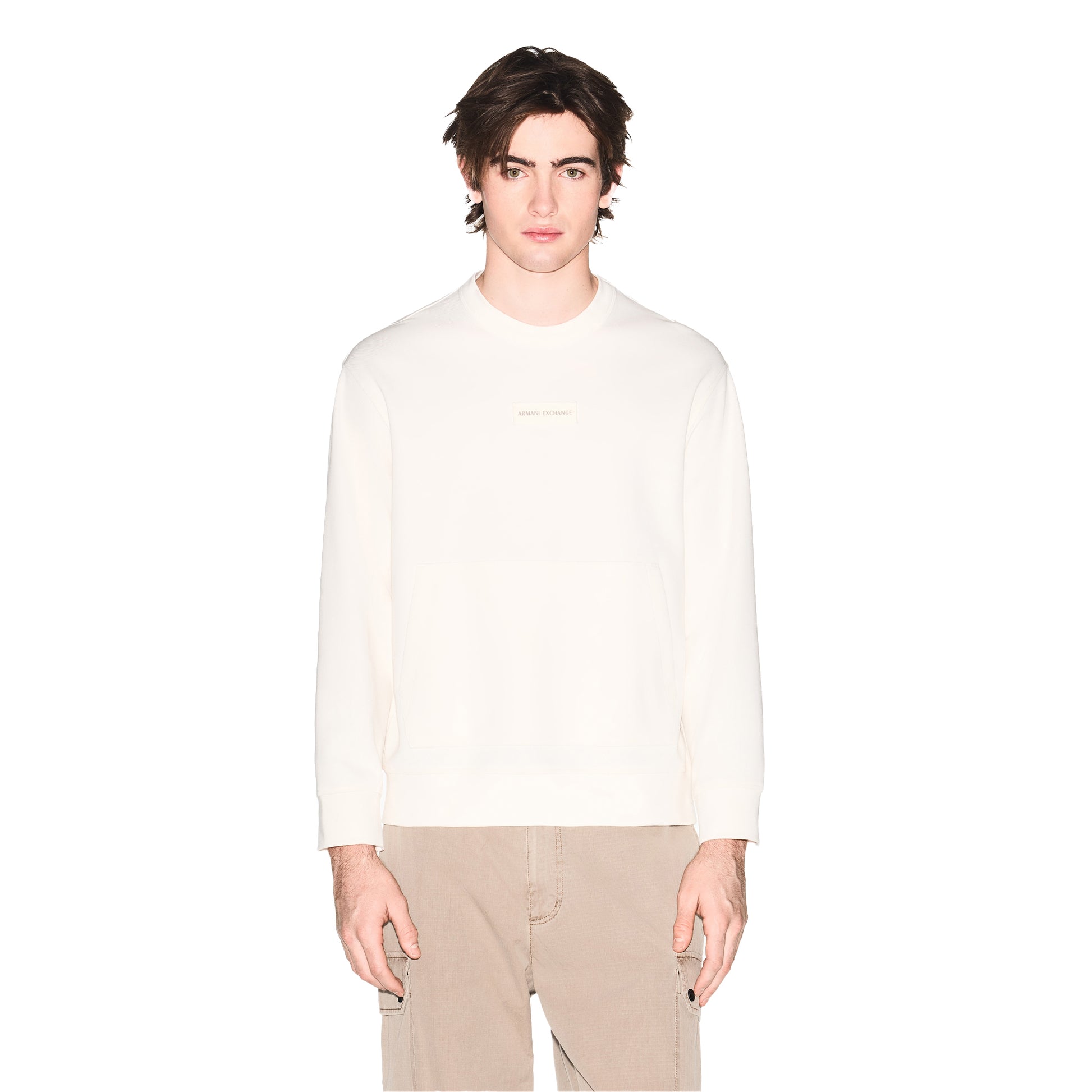 Cream - Side - Armani Exchange Mens Relaxed Fit Sweatshirt