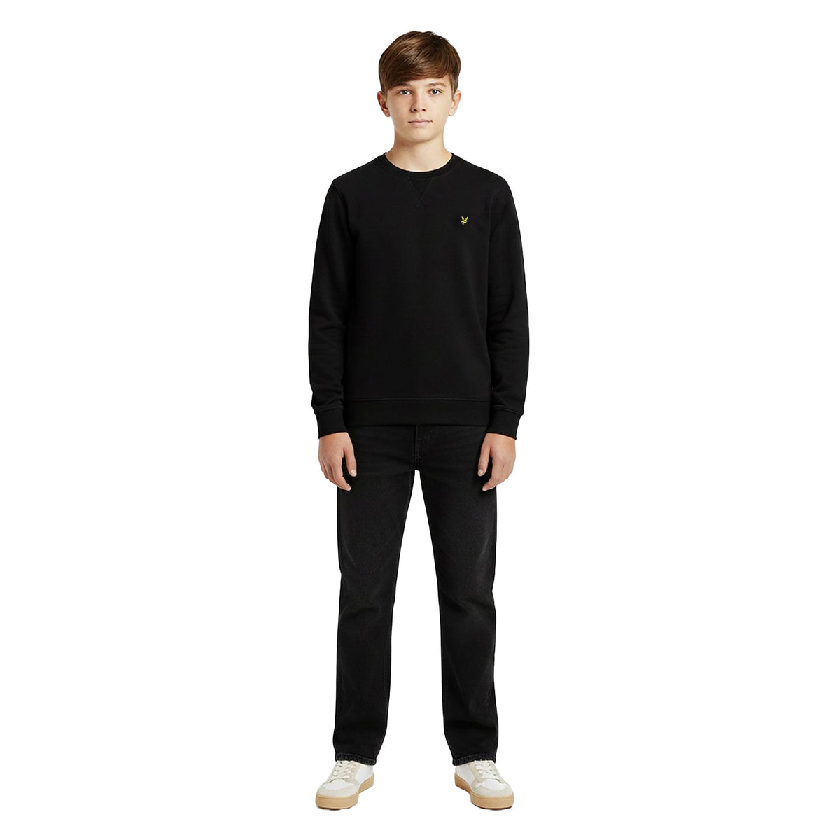 Dark Navy - Side - Lyle & Scott Childrens-Kids Crew Neck Sweatshirt