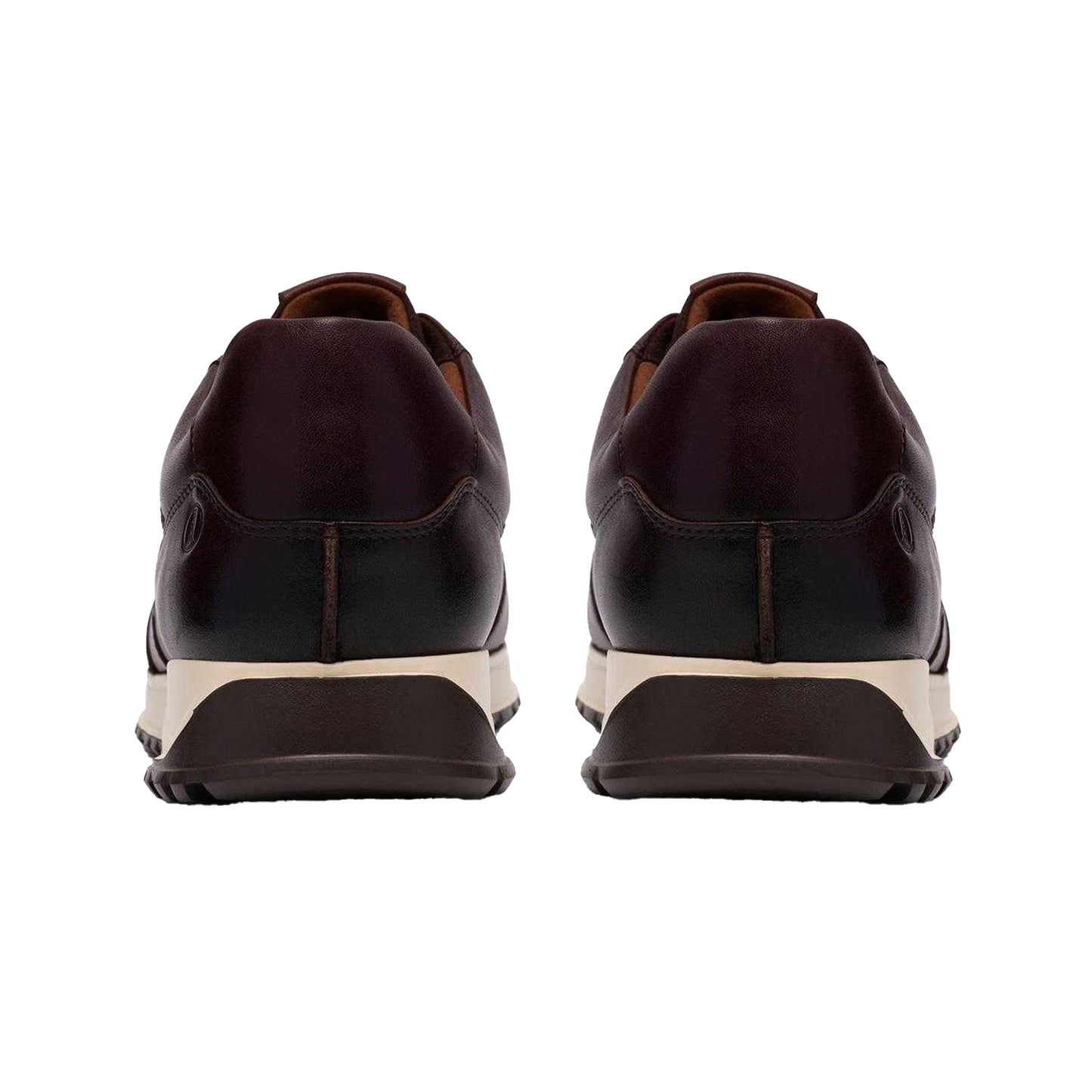 Brown - Back - Clarks Mens Radwell Tie Leather Flat Trainers