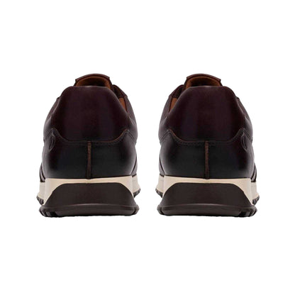 Brown - Back - Clarks Mens Radwell Tie Leather Flat Trainers