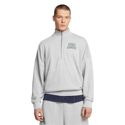 Grey - Side - Under Armour Mens Icon Quarter Zip Relaxed Fit Sweatshirt