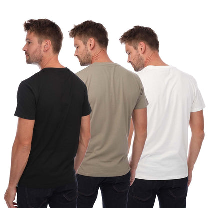 Black-White-Khaki - Back - Henleys Mens Hentree T-Shirt (Pack of 3)