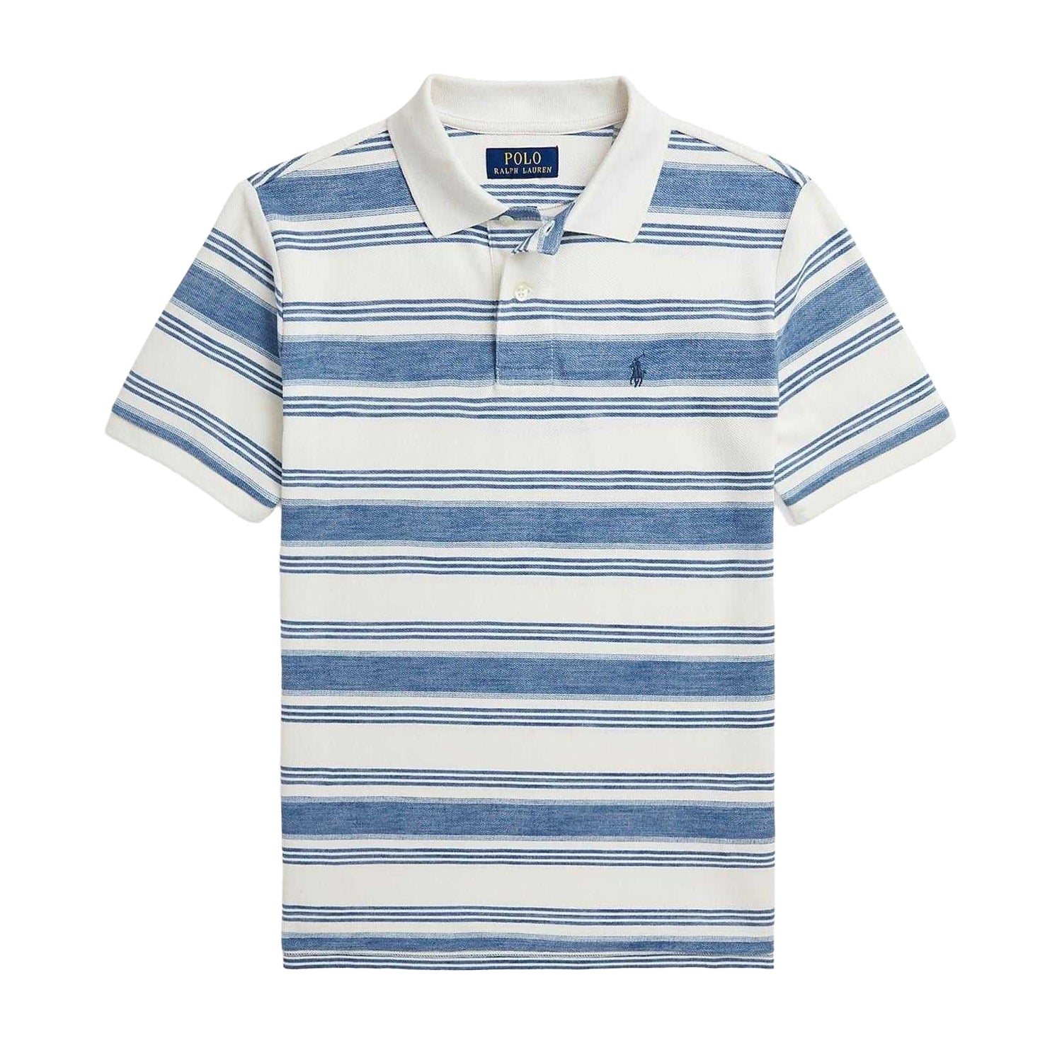 White-Blue - Front - Ralph Lauren Childrens-Kids Cotton Polo Shirt