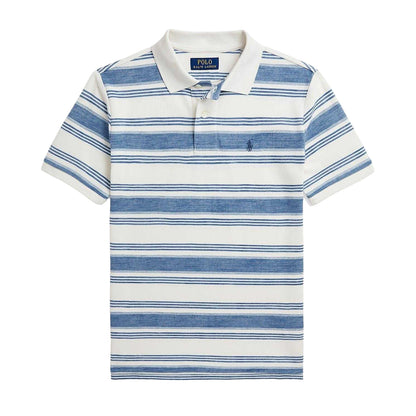 White-Blue - Front - Ralph Lauren Childrens-Kids Cotton Polo Shirt