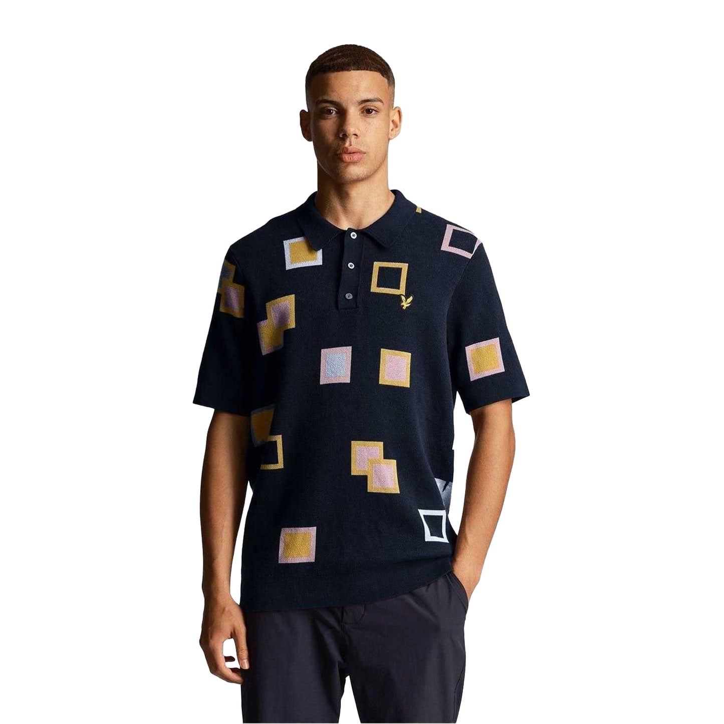 Dark Navy - Lifestyle - Lyle & Scott Mens Square Knitted Regular Polo Shirt