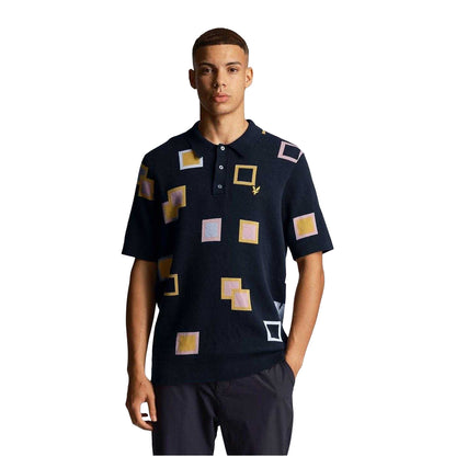 Dark Navy - Lifestyle - Lyle & Scott Mens Square Knitted Regular Polo Shirt