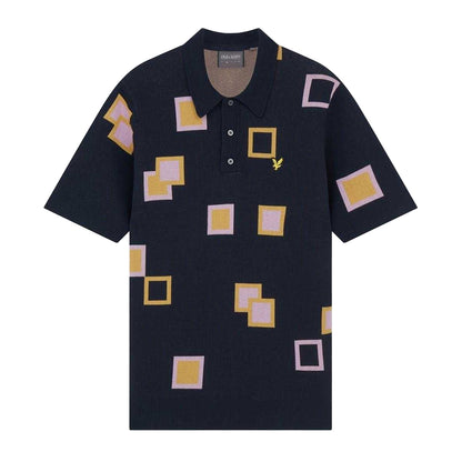 Dark Navy - Front - Lyle & Scott Mens Square Knitted Regular Polo Shirt