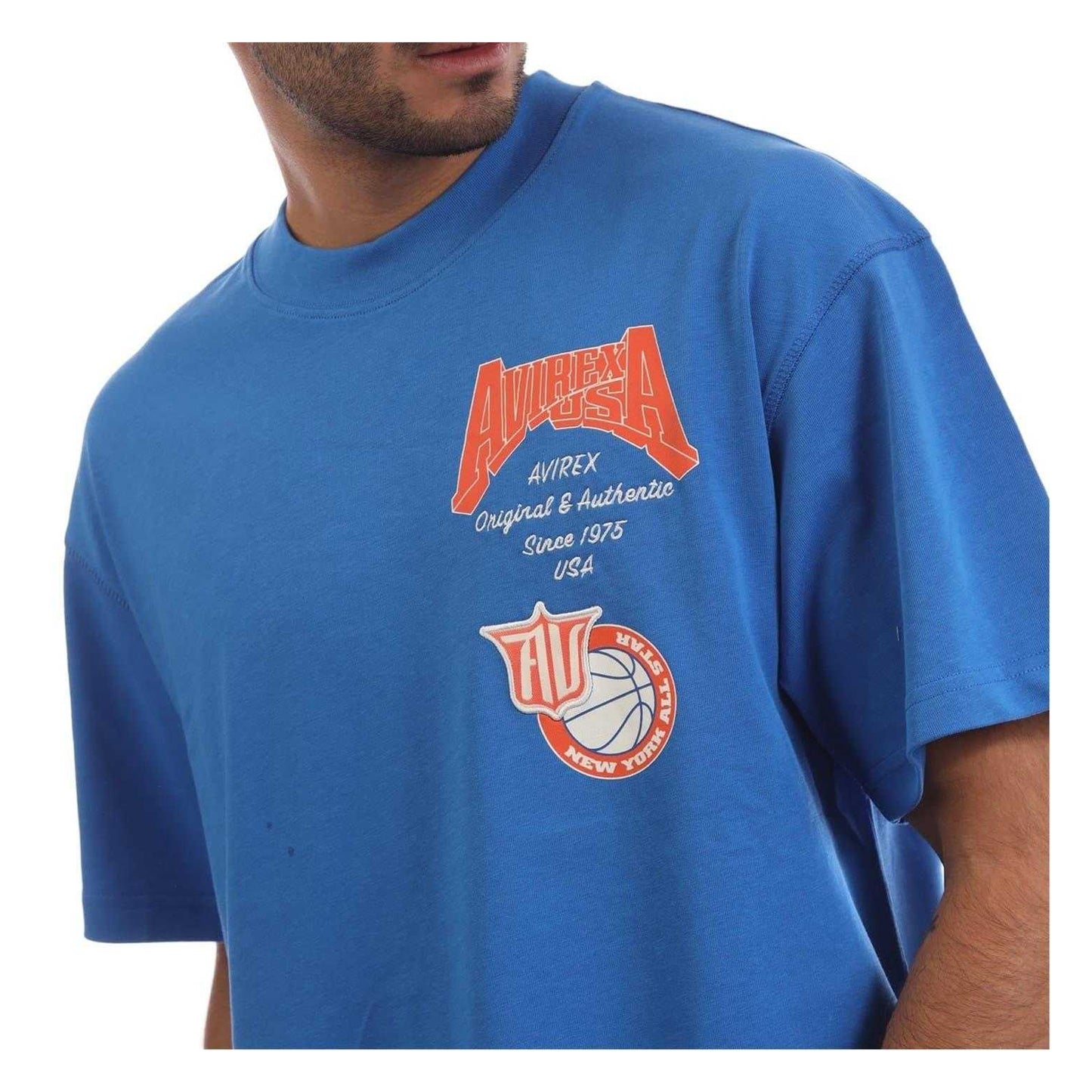Blue - Side - Avirex Mens Mccarren Oversized T-Shirt