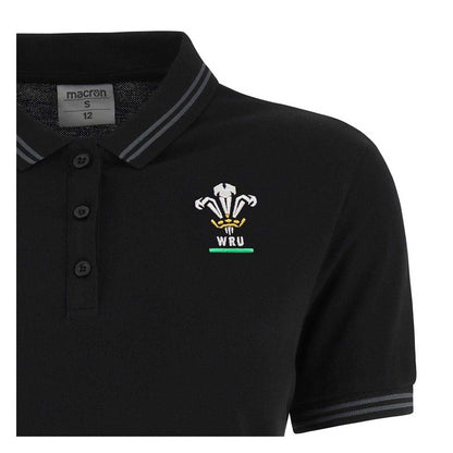 Black-Gold-Red - Side - Macron Womens-Ladies 2024 Wales RU Polo Shirt