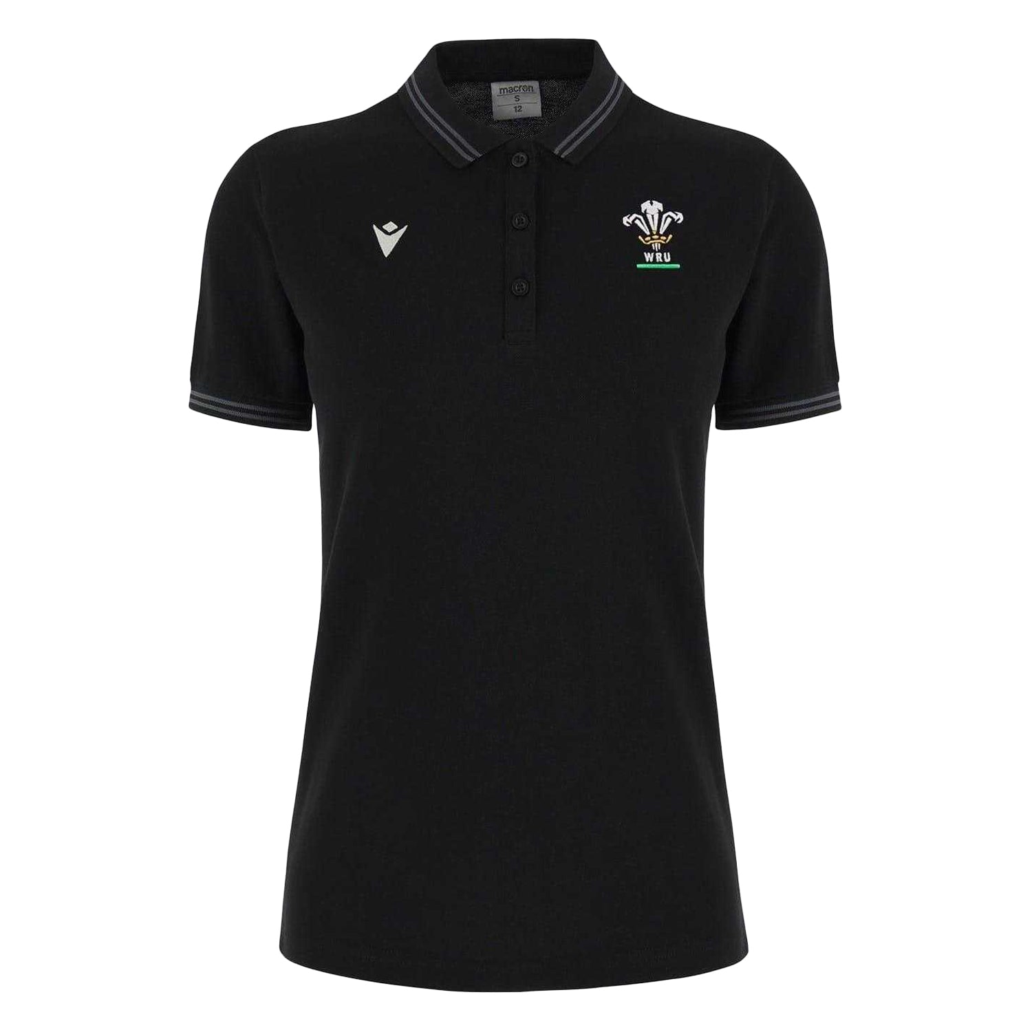 Black-Gold-Red - Front - Macron Womens-Ladies 2024 Wales RU Polo Shirt