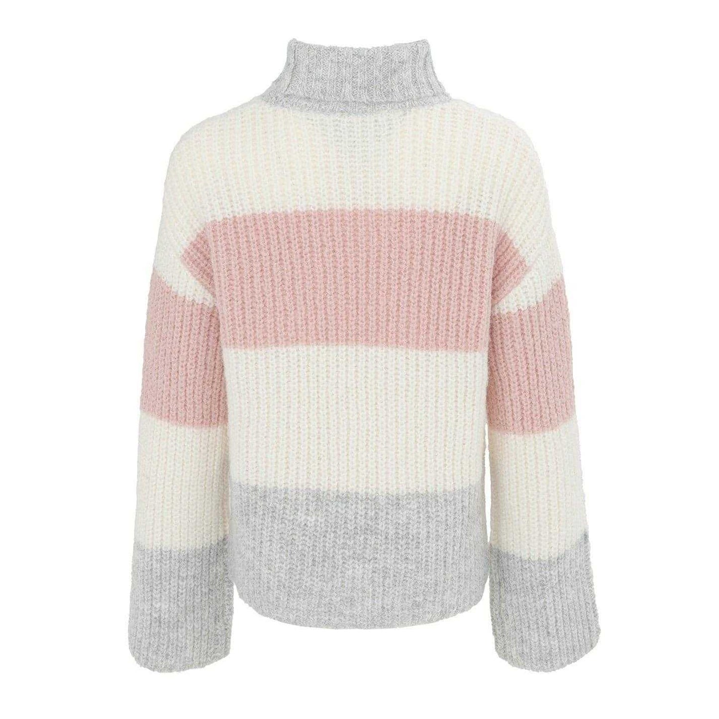 Multicoloured - Back - Miso Womens-Ladies Striped Ribbed Jumper