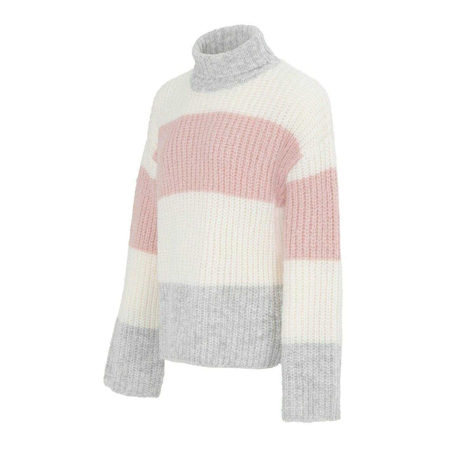 Multicoloured - Side - Miso Womens-Ladies Striped Ribbed Jumper