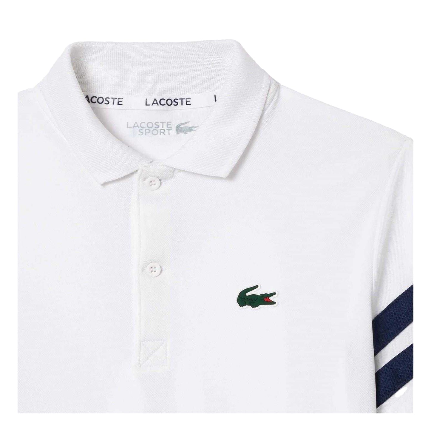 White-Navy - Side - Lacoste Childrens-Kids Striped Polo Shirt