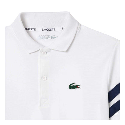 White-Navy - Side - Lacoste Childrens-Kids Striped Polo Shirt