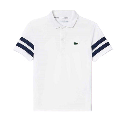 White-Navy - Front - Lacoste Childrens-Kids Striped Polo Shirt