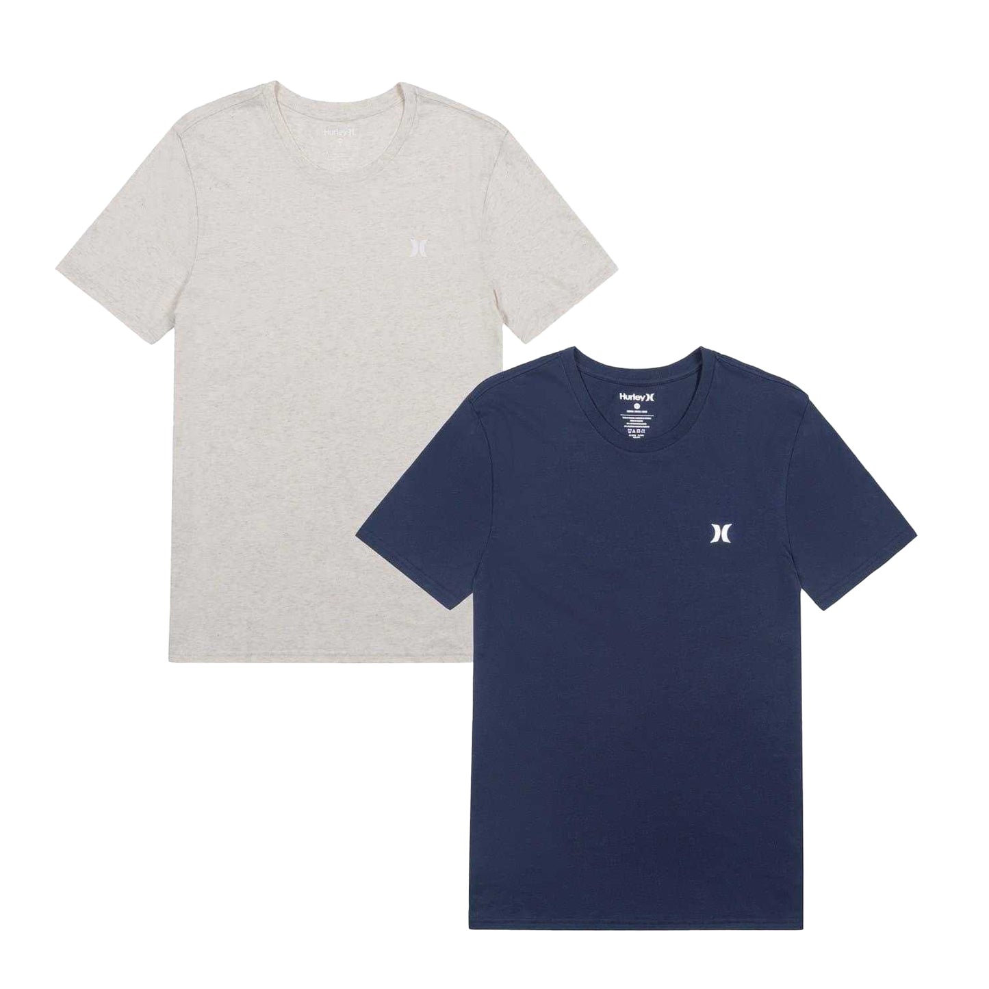 Blue-Tan - Front - Hurley Mens Logo Regular T-Shirt (Pack of 2)