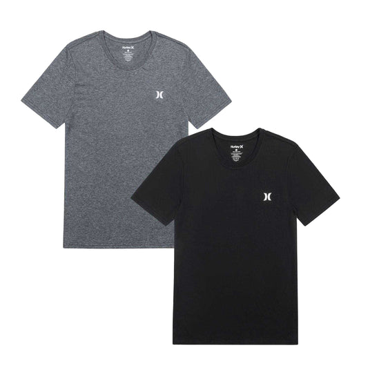 Black-Grey - Front - Hurley Mens Logo Regular T-Shirt (Pack of 2)