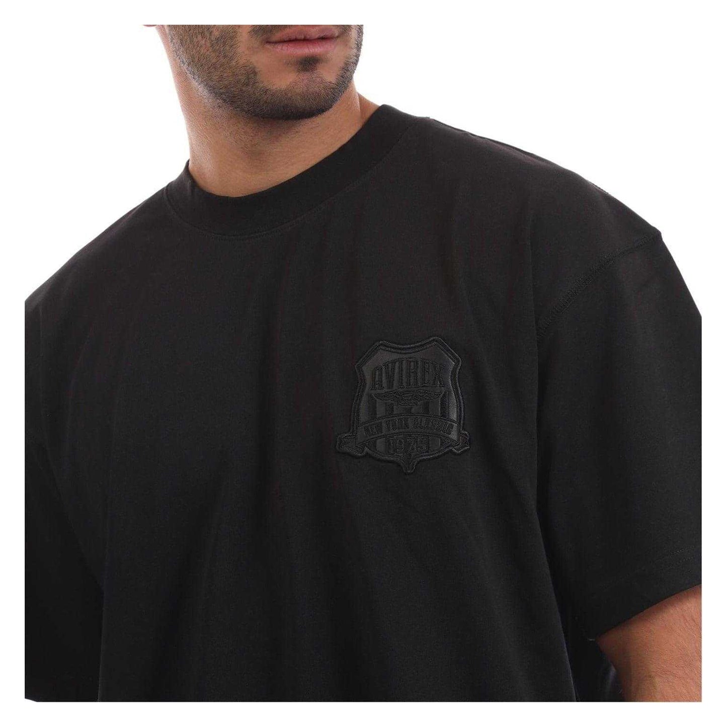 Black - Side - Avirex Mens Beam Embossed Logo T-Shirt