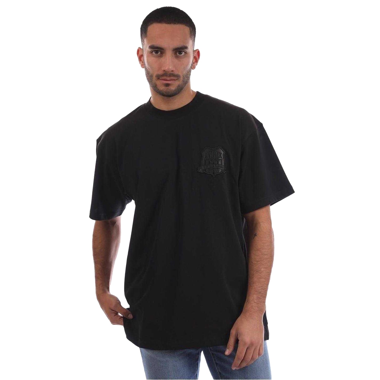 Black - Front - Avirex Mens Beam Embossed Logo T-Shirt