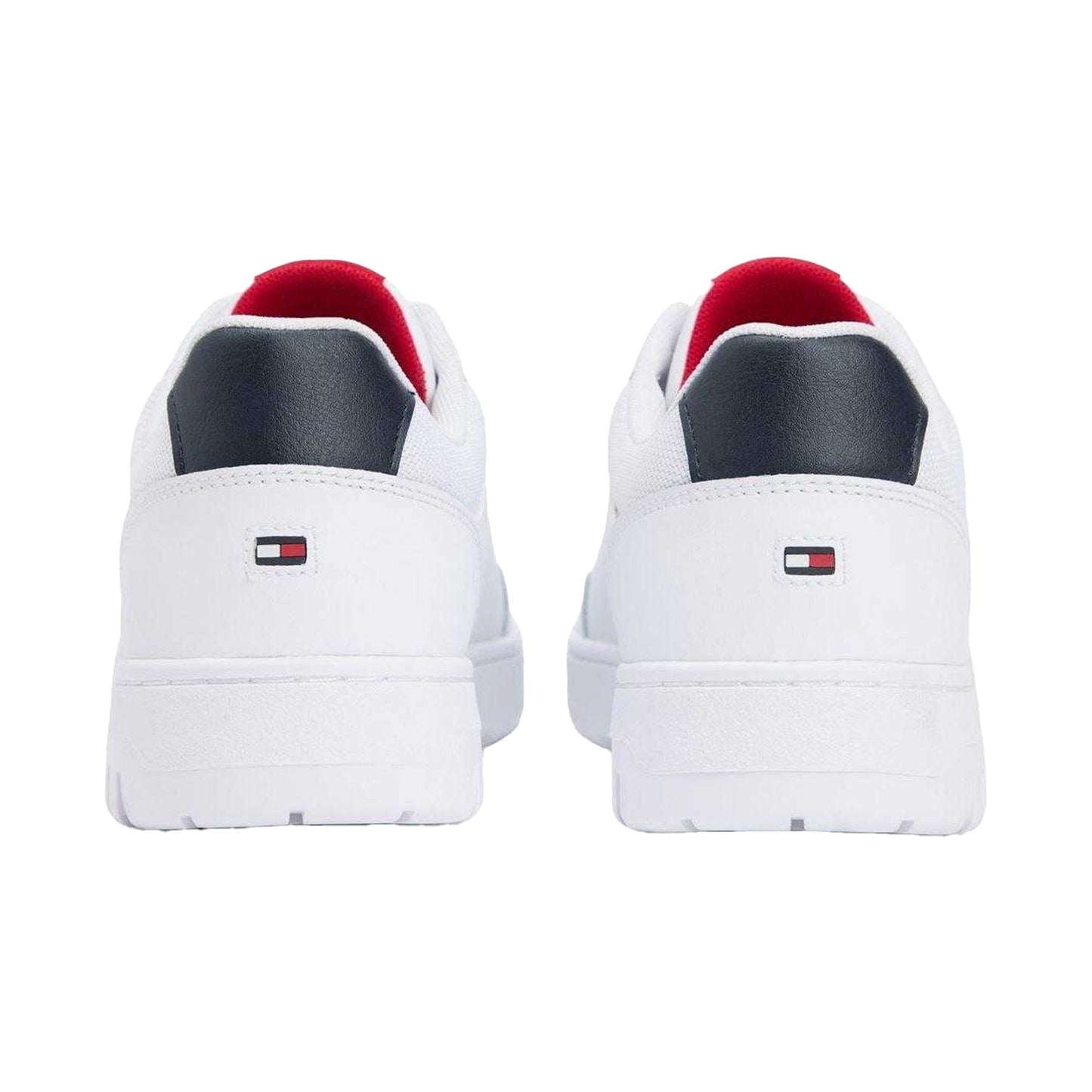 White - Back - Tommy Hilfiger Mens Basket Core Lt Leather Trainers