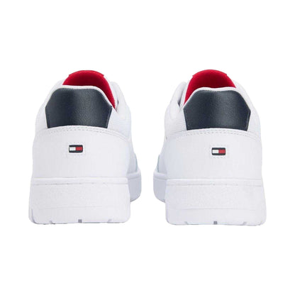 White - Back - Tommy Hilfiger Mens Basket Core Lt Leather Trainers