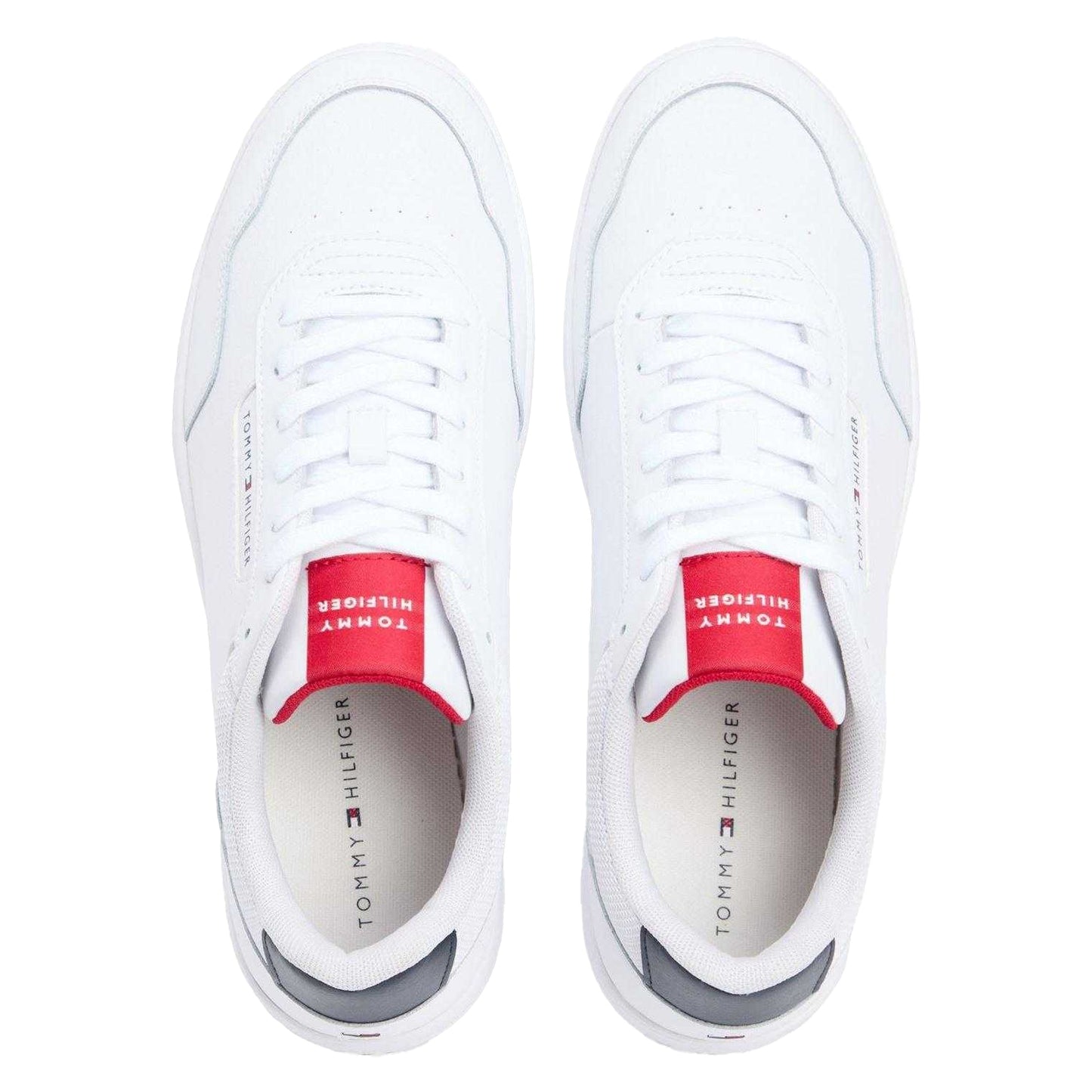 White - Side - Tommy Hilfiger Mens Basket Core Lt Leather Trainers