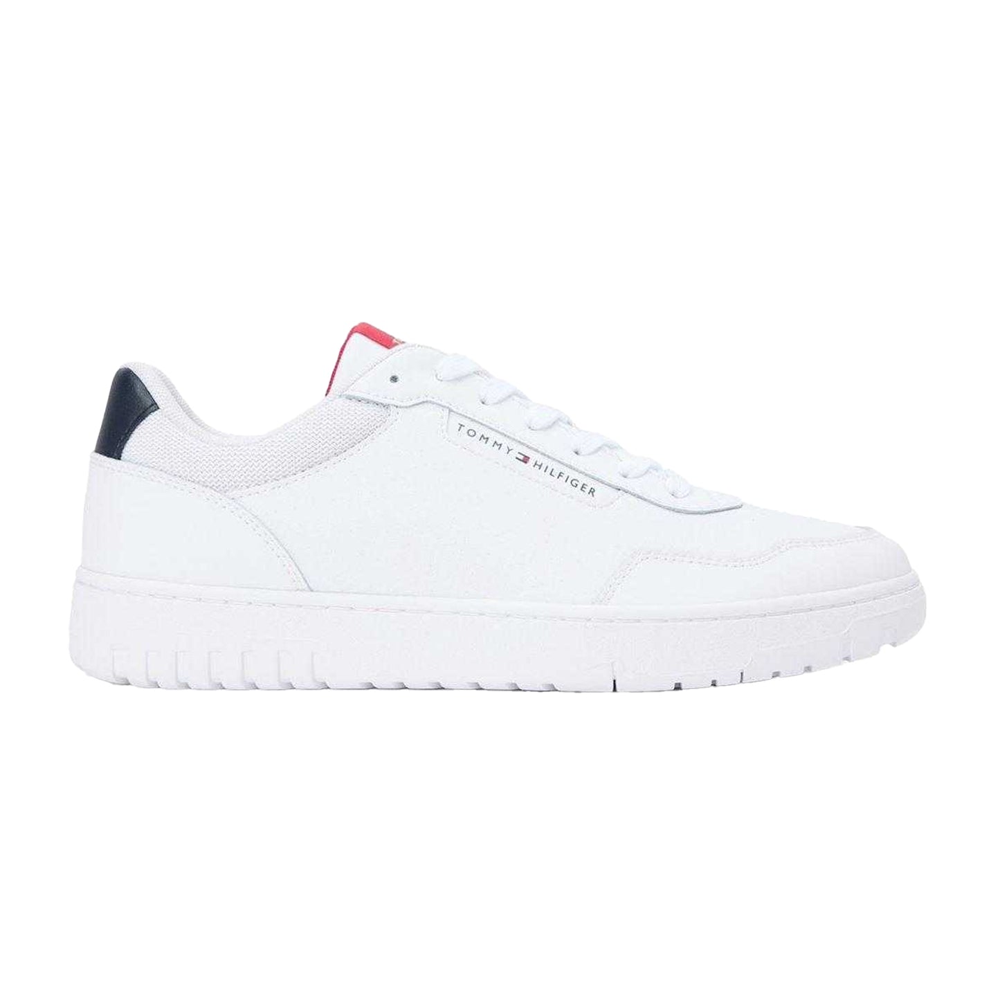 White - Front - Tommy Hilfiger Mens Basket Core Lt Leather Trainers