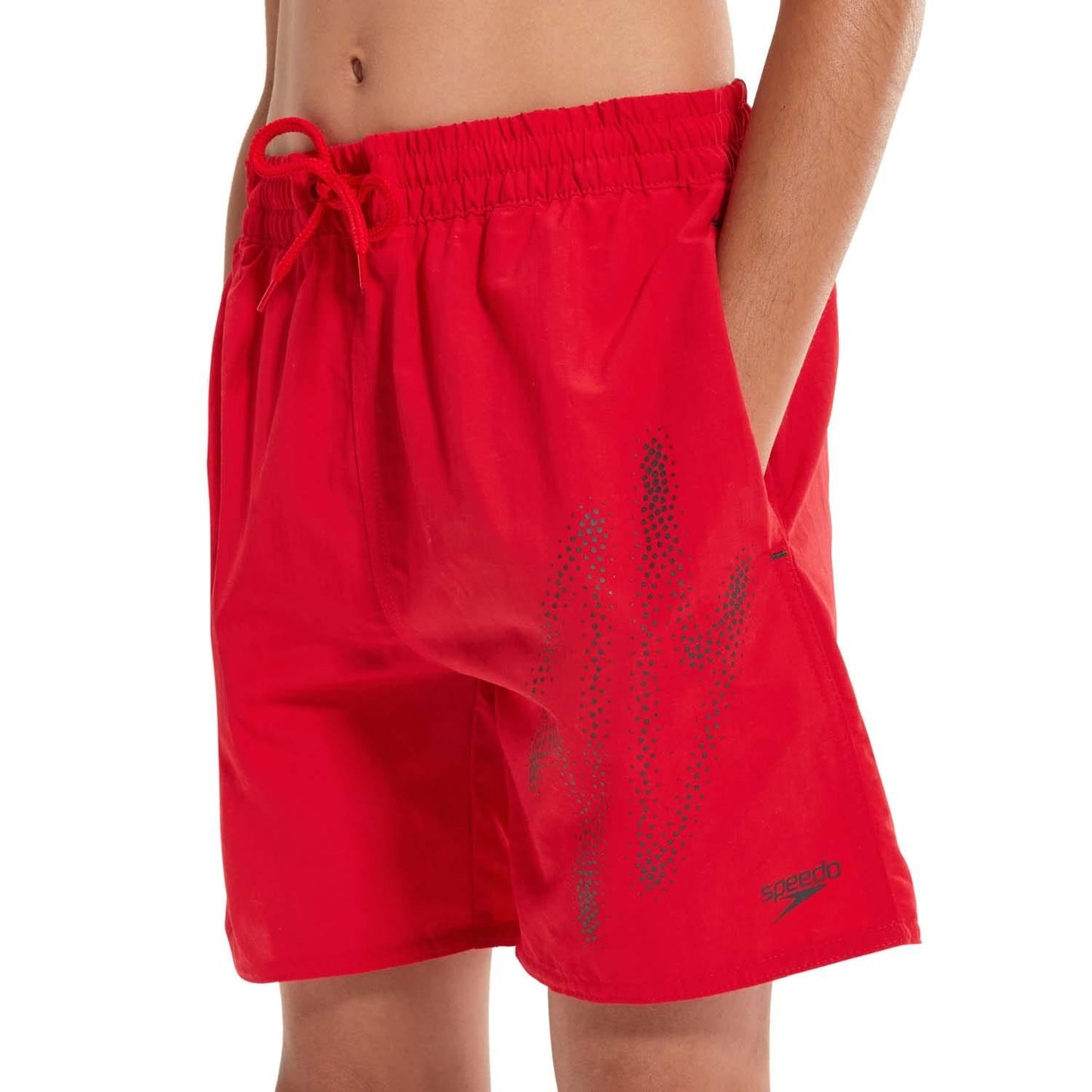 Red - Side - Speedo Boys Hype Boom Swim Shorts