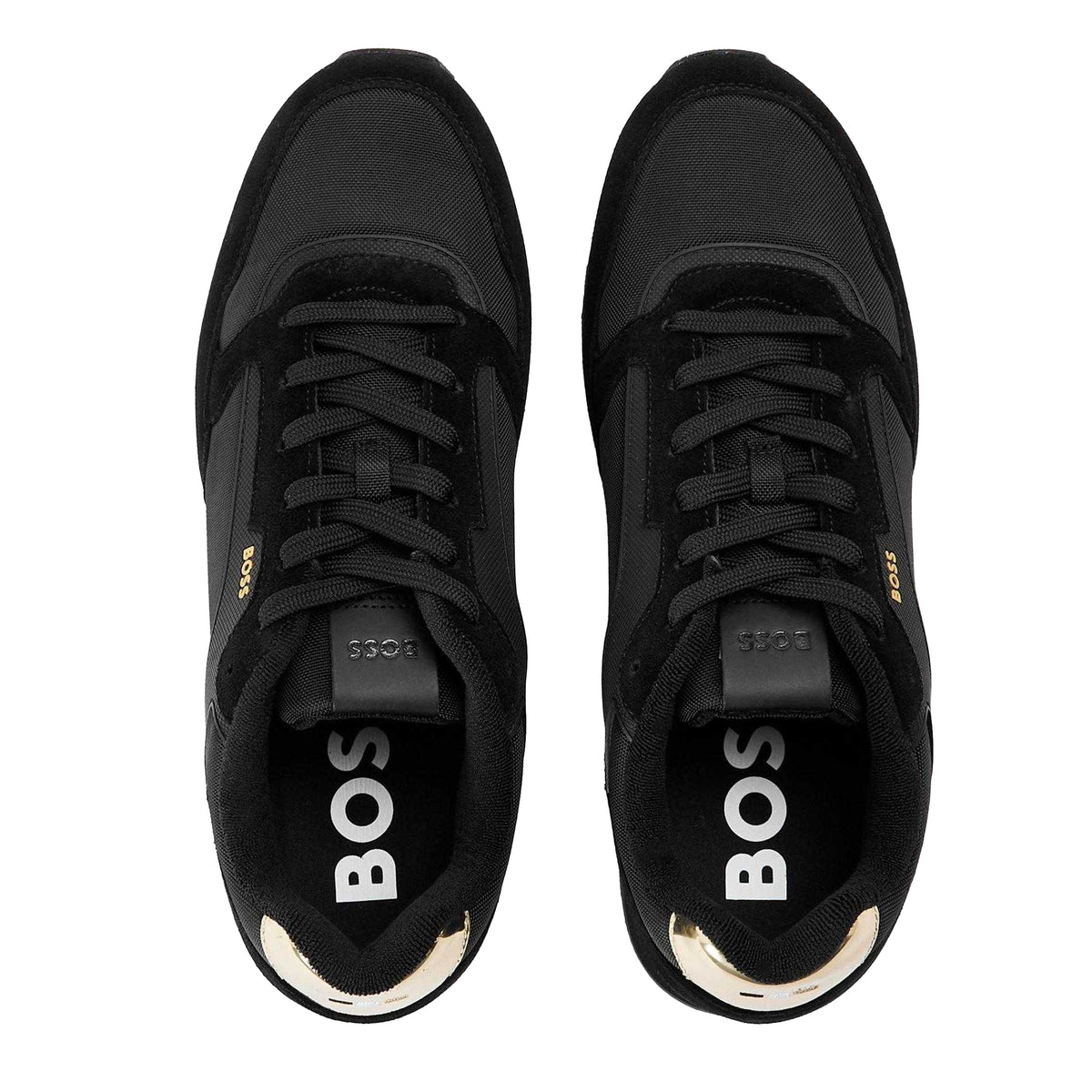 Black - Side - Boss Mens Parkour Athletic Suede Trainers