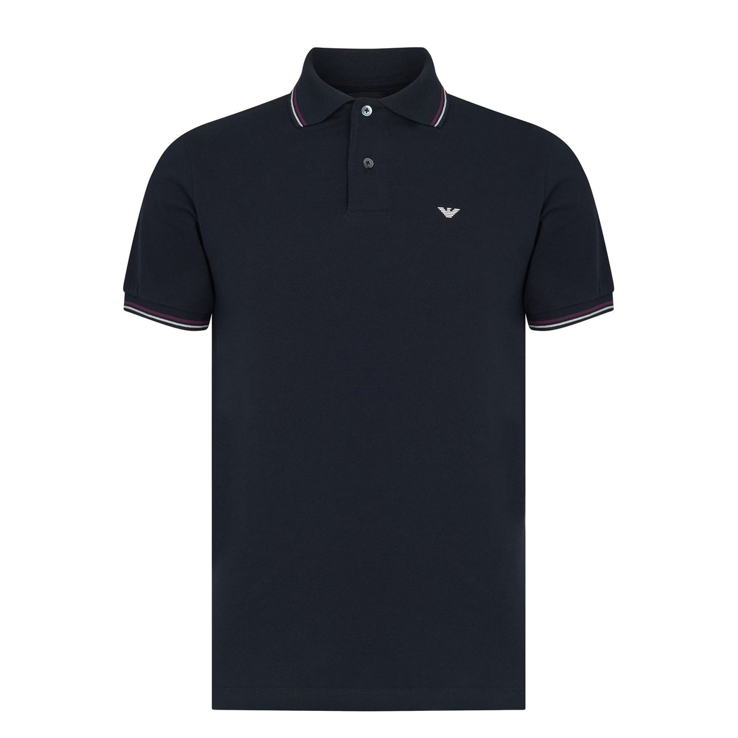 Navy - Front - Emporio Armani EA7 Mens Tipped Regular Polo Shirt