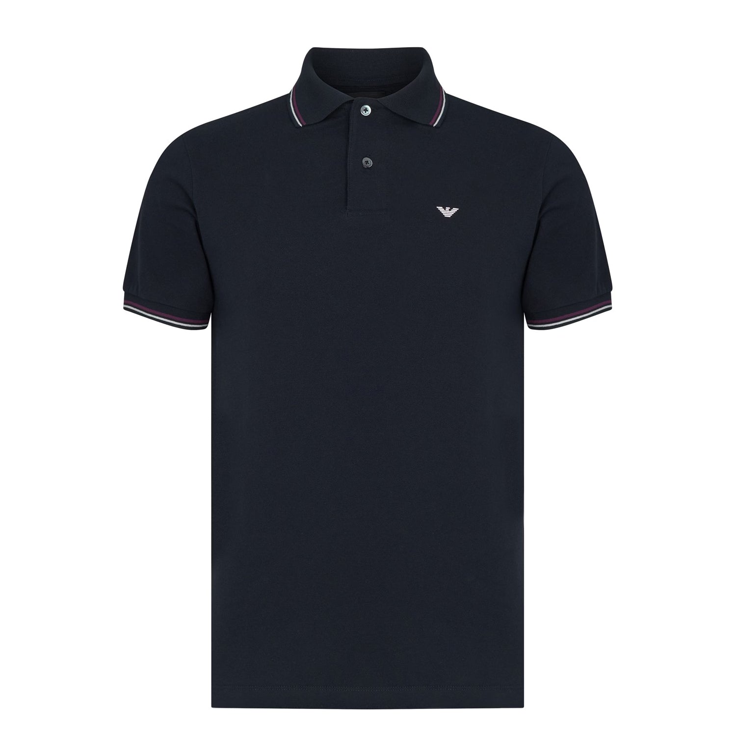 Navy - Front - Emporio Armani EA7 Mens Tipped Regular Polo Shirt