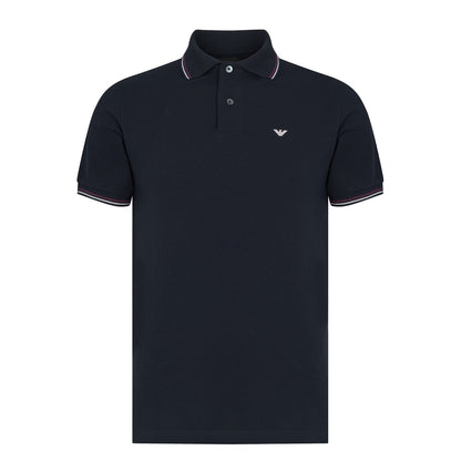 Navy - Front - Emporio Armani EA7 Mens Tipped Regular Polo Shirt