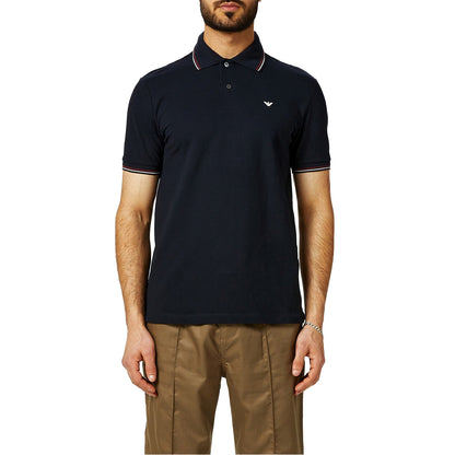 Navy - Side - Emporio Armani EA7 Mens Tipped Regular Polo Shirt