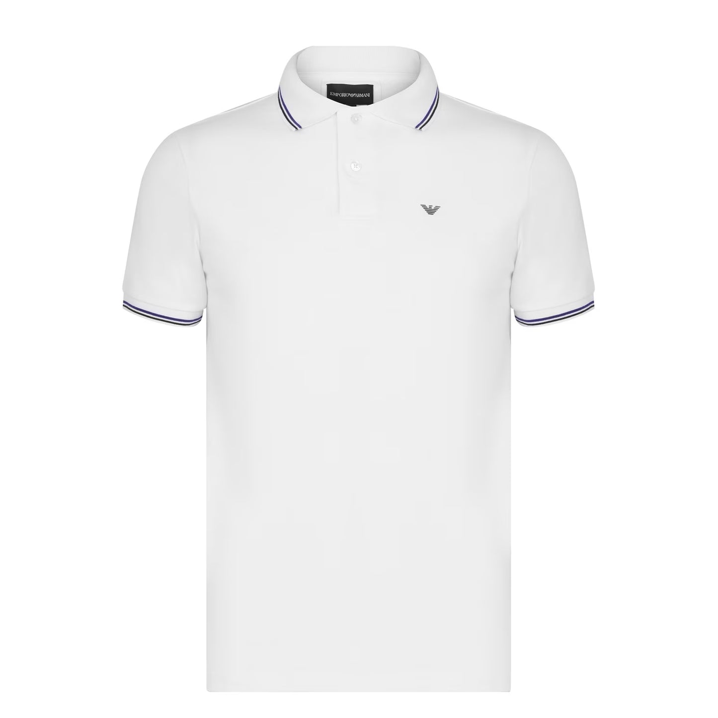 White - Front - Emporio Armani EA7 Mens Tipped Regular Polo Shirt