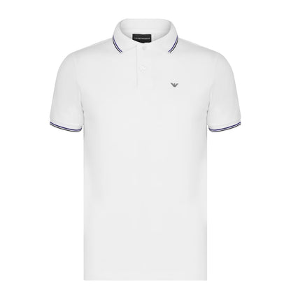 White - Front - Emporio Armani EA7 Mens Tipped Regular Polo Shirt