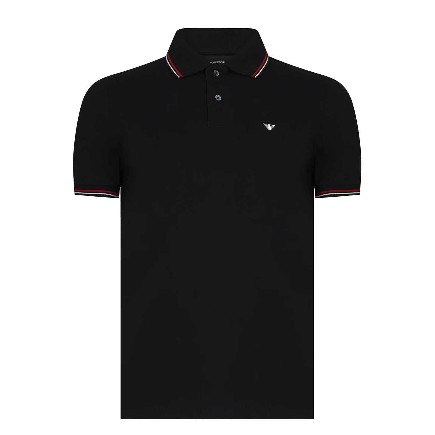 Black - Front - Emporio Armani EA7 Mens Tipped Regular Polo Shirt