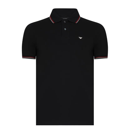 Black - Front - Emporio Armani EA7 Mens Tipped Regular Polo Shirt