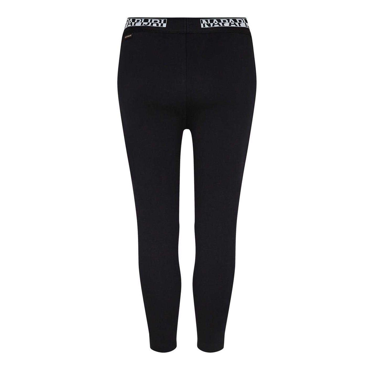 Black - Back - Napapijri Womens-Ladies Cotton Blend Vertical Logo Leggings