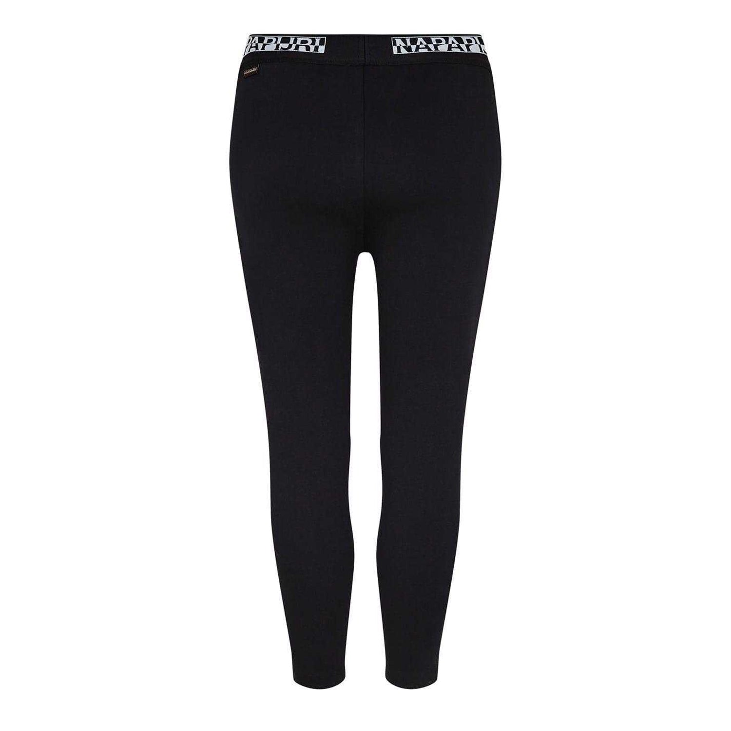 Black - Back - Napapijri Womens-Ladies Cotton Blend Vertical Logo Leggings