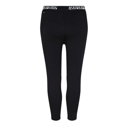 Black - Back - Napapijri Womens-Ladies Cotton Blend Vertical Logo Leggings