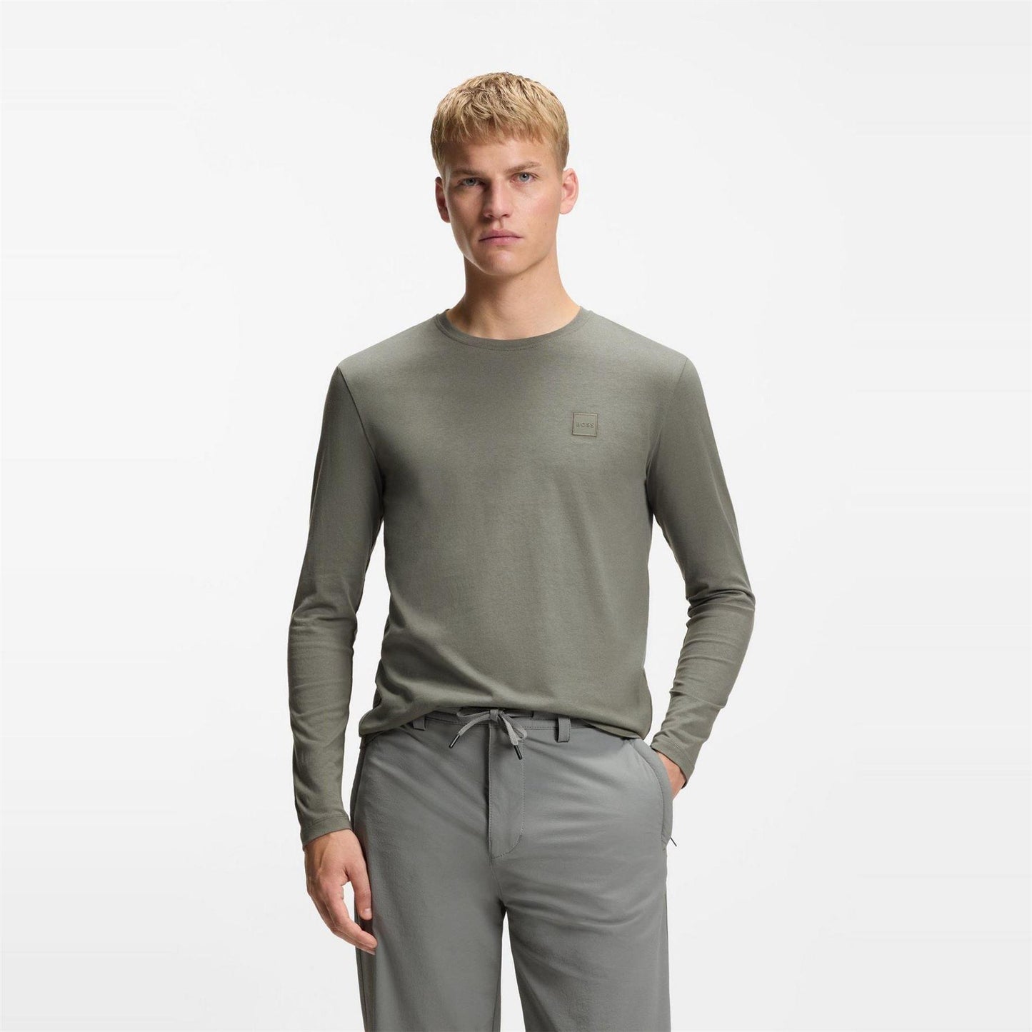 Grey - Back - Boss Mens Logo Regular T-Shirt