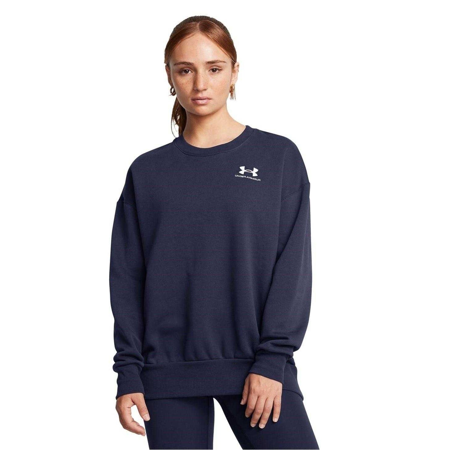 Red - Side - Under Armour Womens-Ladies Essential Oversized Sweatshirt